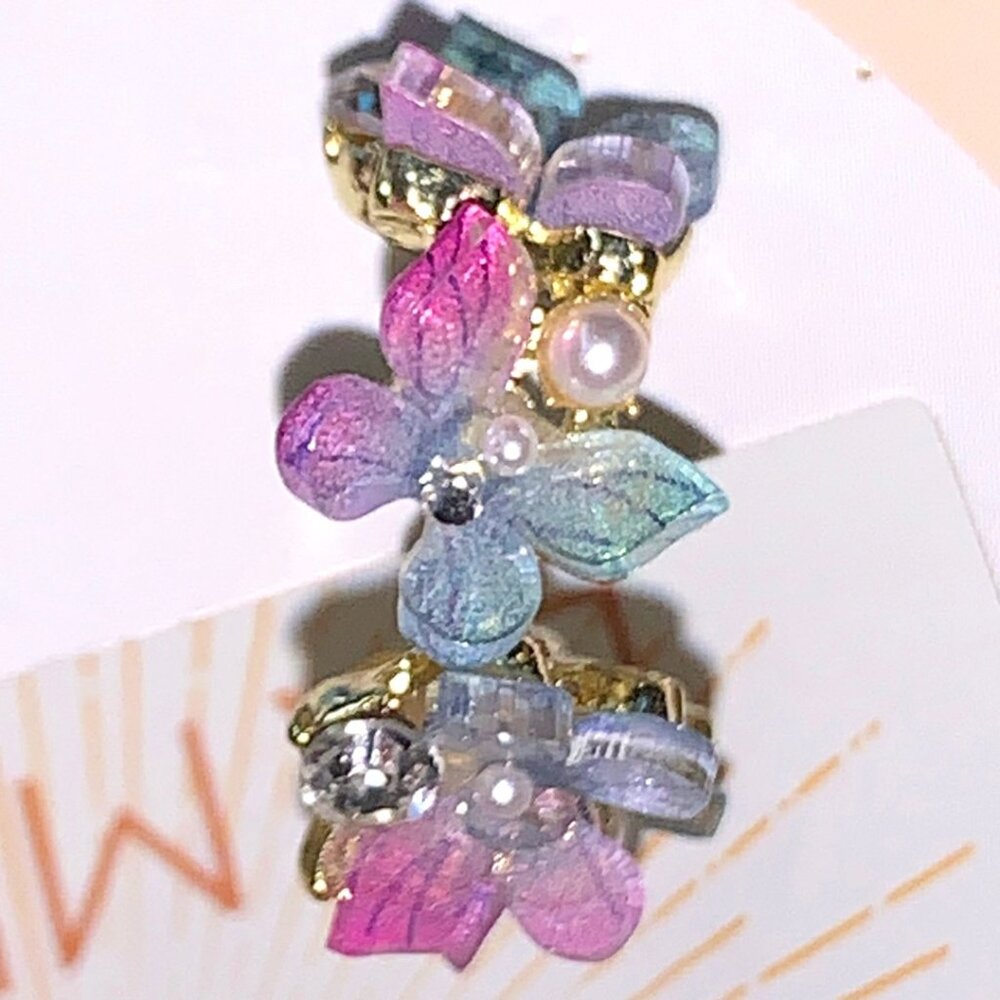 Butterfly and Flower Earrings Rainbow Color